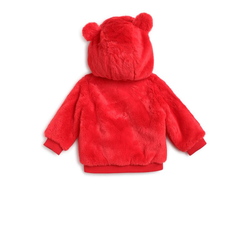 Faux Fur Front Open Cardigan with Hood image number 1